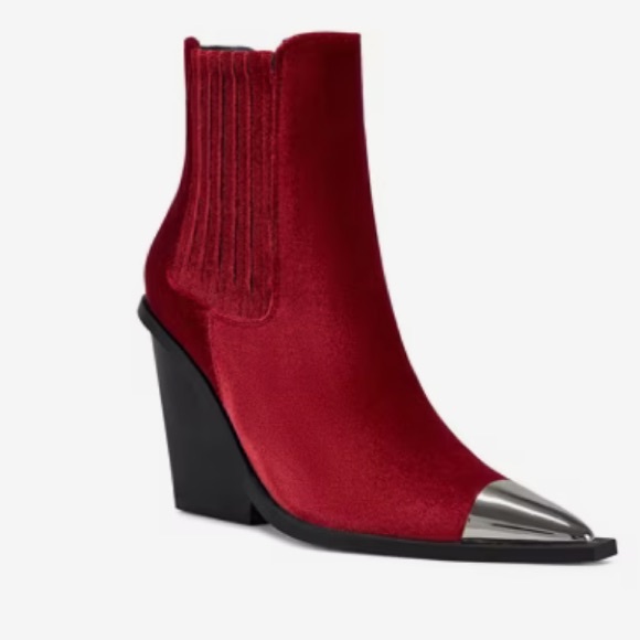 NWT Azalea Wang Velvet Metallic Toe Western Boot - Picture 3 of 9